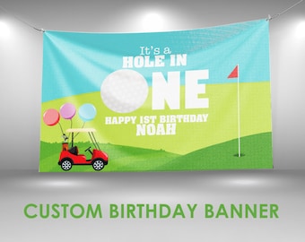 Golf Birthday Banner, Golf Party Decor, Custom Vinyl Banner, Personalized Name