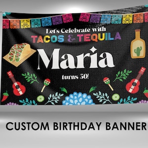 Tacos and Tequila Birthday Vinyl Banner, Tequila Theme Party, Fiesta Party Decor, Tequila Party Decorations, Fiesta Party Banner