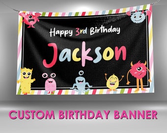 Monster Birthday Banner, Monster Party Decor, Monster Custom Party Banners, Monsters Party Vinyl Banner, Monster Decor