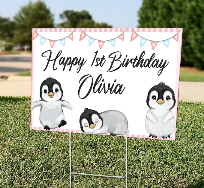 Penguin Birthday Banner Penguin Party Banner Decorations - Etsy
