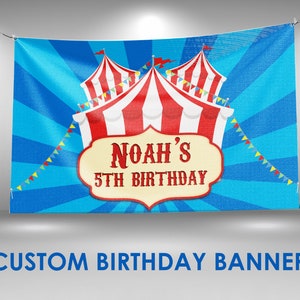 Magic Birthday Banner, Circus Carnival Party, Custom Vinyl Banner, Personalized Name