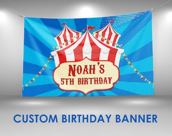 Magic Birthday Banner, Circus Carnival Party, Custom Vinyl Banner, Personalized Name