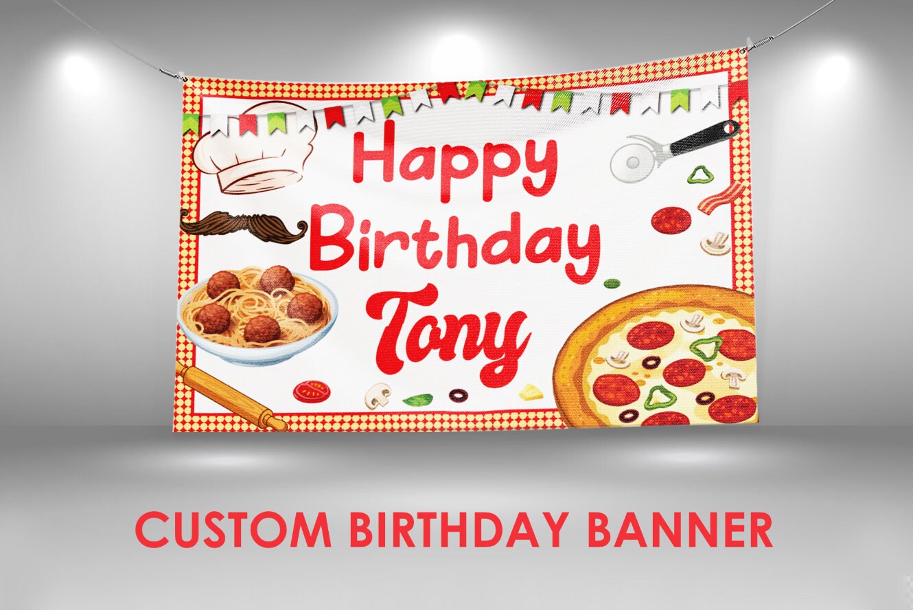 Pizza Birthday Banner Pizza Italian Party Decor Custom Vinyl - Etsy