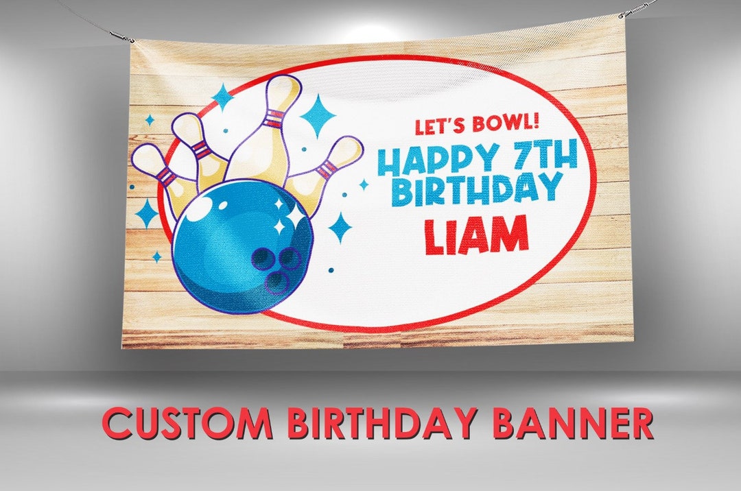 Bowling Birthday Banner, Strike up Some Fun Vinyl Banner, Bowling Party