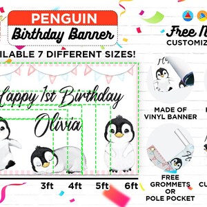 Penguin Birthday Banner, Penguin Party Banner Decorations, Penguin ...
