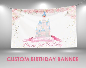 Personalised Girls Bunting Banner Flags Pink Princess Castle Any Name Personalised Girls Bunting Banner Flags Pink Princess Castle Any Name