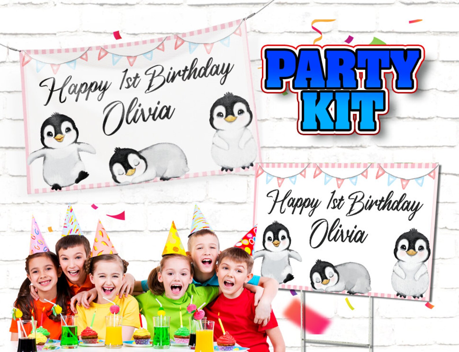 Penguin Birthday Banner Penguin Party Banner Decorations - Etsy