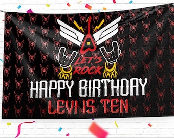 Rock n Roll Birthday Party Signs, Birthday Custom Sign, Vinyl Banner Sign Decoration, Vinyl Banner Design