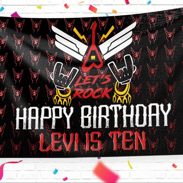 Rock n Roll Birthday Party Signs, Birthday Custom Sign, Vinyl Banner Sign Decoration, Vinyl Banner Design