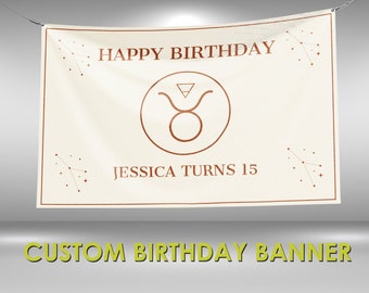 Taurus Birthday Banner, Taurus Zodiac Sign Party, Zodiac Sign Party Decorations, Taurus Birthday Custom Party Banner, Taurus Vinyl Banner