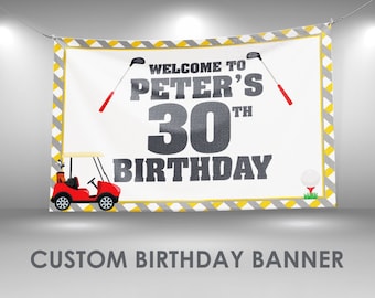 Golf Birthday Banner, Golf Party Decor, Custom Vinyl Banner, Personalized Name