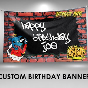 Hip Hop Birthday Banner, Hip Hop Backdrop, Custom Vinyl Banner, Personalized Name