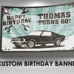Classic Car Birthday Banner, Classic Car Party Decorations, Classic Car Decor Custom Party Banner, Classic Car Vinyl Banner