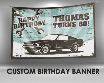 Classic Car Birthday Banner, Classic Car Party Decorations, Classic Car Decor Custom Party Banner, Classic Car Vinyl Banner