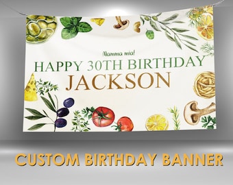 Italy Birthday Banner, Italian Party Decor Custom Party Banner, Pasta Party Banner, Italian Food Vinyl Banner, Italy Birthday Decor