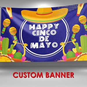 Estandarte del Cinco de Mayo, Fiesta del Cinco de Mayo, Estandarte del Partido Mexicano, Estandarte de Vinilo, Estandarte colgante de pared feliz del Cinco de Mayo