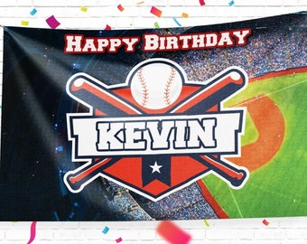 Baseball Birthday Banner, Baseball Theme Party, Birthday Banner Signs, Baseball Decorations, Full-Color Print!