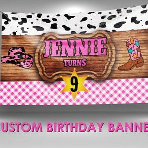 Cowgirl Birthday Vinyl Banner, Cow Birthday Print Banner, Cow Party Decorations, Cow Birthday Vinyl Banner, Cow Party Wall Decor Banner