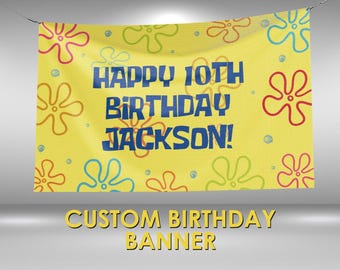 Sponge Birthday Banner, Sponge Party Custom Vinyl Banner, Sponge Theme Party Banner, Sponge Party Sign, Sponge Birthday Vinyl Banner