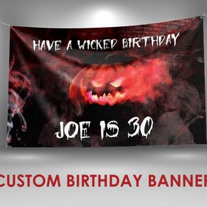 Spooky Birthday Banner, Halloween Birthday Decor, Vinyl Banner Sign Decoration, Vinyl Banner Design