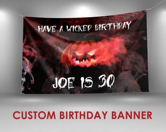 Spooky Birthday Banner, Halloween Birthday Decor, Vinyl Banner Sign Decoration, Vinyl Banner Design