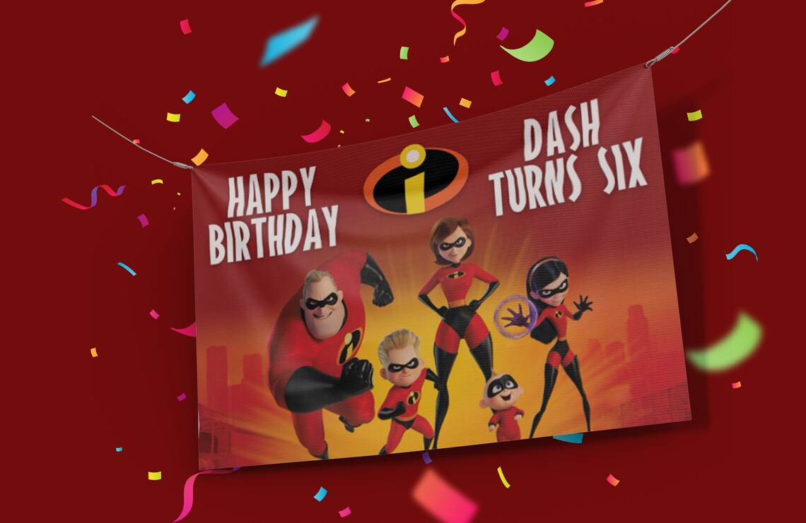 The Incredibles happy birthday name banner happy birthday | Etsy