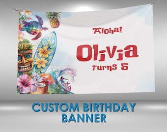 Aloha Birthday Banner, Aloha Party Custom Vinyl Banner, Aloha Theme Party Banner, Aloha Party Sign, Aloha Birthday Vinyl Banner