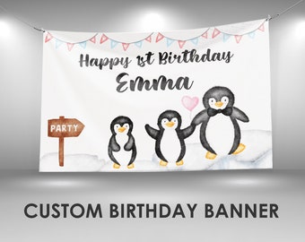 Penguin Birthday Banner | Etsy