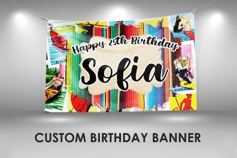 Loteria Birthday Banner Loteria Party Decor Personalized image 1