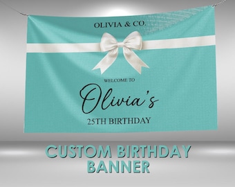 Tiffanys Birthday Banner, Tiffanys Party Custom Vinyl Banner, Tiffanys Theme Party Banner, Tiffanys Party Sign, Tiffanys Vinyl Banner
