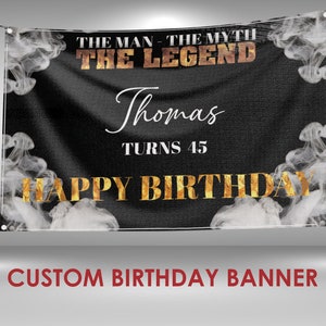 The Man The Myth The Legend Birthday Banner, Mens Birthday Banner Decorations, 50th Birthday Banner Party Decorations