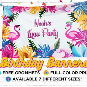 Hawaiian Luau Birthday Banner, Luau Party Decorations, Tropical Party Printable Banner, Luau Party Signs