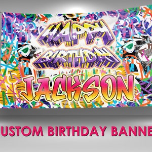 Graffiti Birthday Banner, Graffiti Party Decoration, Hip Hip Banner, Graffiti Vinyl Banner, Graffiti Birthday Sign