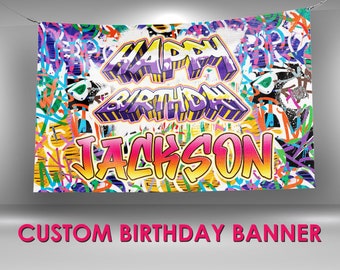 Graffiti Birthday Banner, Graffiti Party Decoration, Hip Hip Banner, Graffiti Vinyl Banner, Graffiti Birthday Sign