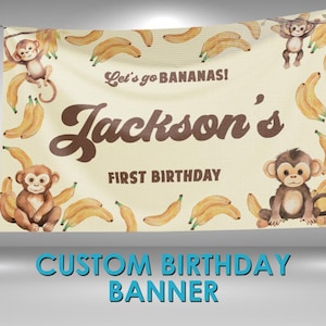 Let&#39;s Go Bananas Birthday Banner, Let&#39;s Go Bananas Party Custom Vinyl Banner, Let&#39;s Go Bananas Theme Party Banner, Let&#39;s Go Bananas Sign