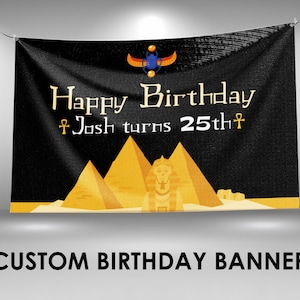 Ancient Egyptian Birthday Banner, Egyptian Decor Party Banner, Egyptian Theme Party, Printable Banner, Personalized Banner
