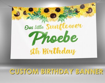 Sunflower Birthday Banner, Sunflower Banner Party, Sunflower Party Decor, Custom Birthday Banner, Sunflower Decor  Vinyl Banner