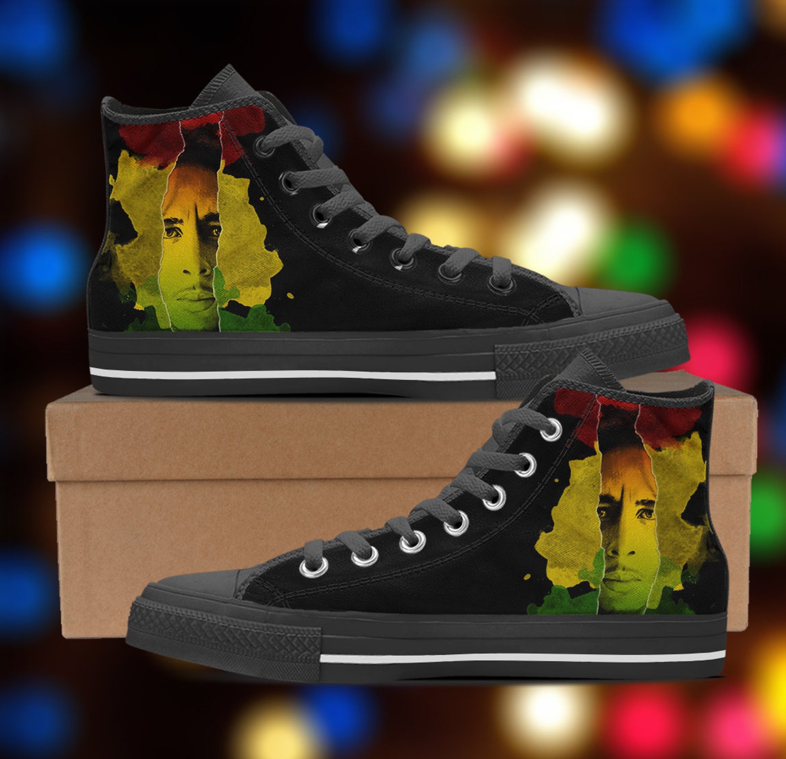 Bob Marley shoes High top shoes sneakers converse look Etsy Bob Marley shoes High top shoes sneakers converse look Etsy