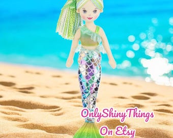 Mermaid Doll For Birthdays, Easter Gifts & Party Decor - Lime Green, Purple