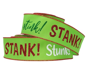 Stink Stank Stunk Wired Christmas Ribbon, Glitter Monster Crafts