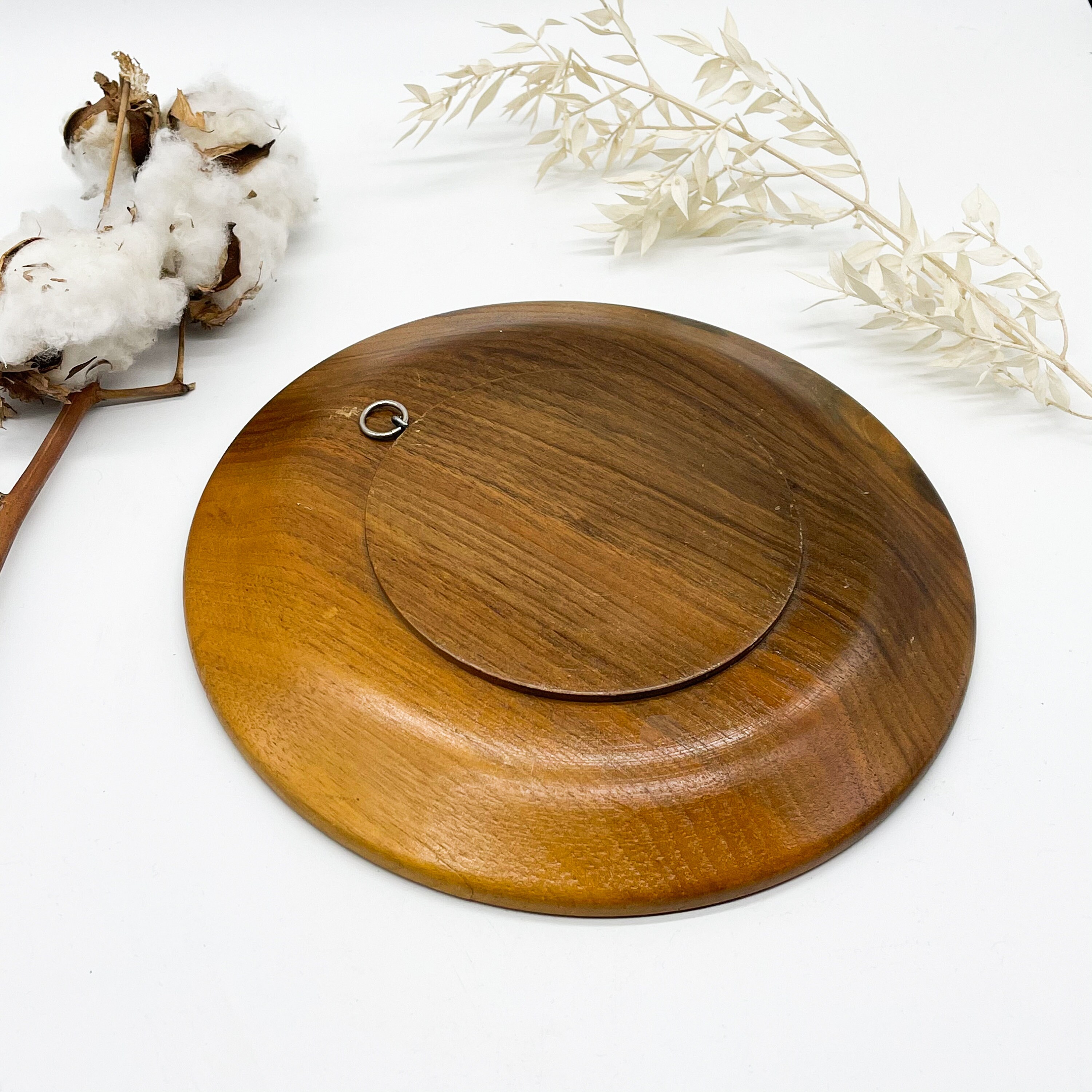 Vintage Carved Wooden Plate with Wall Hanging Etsy