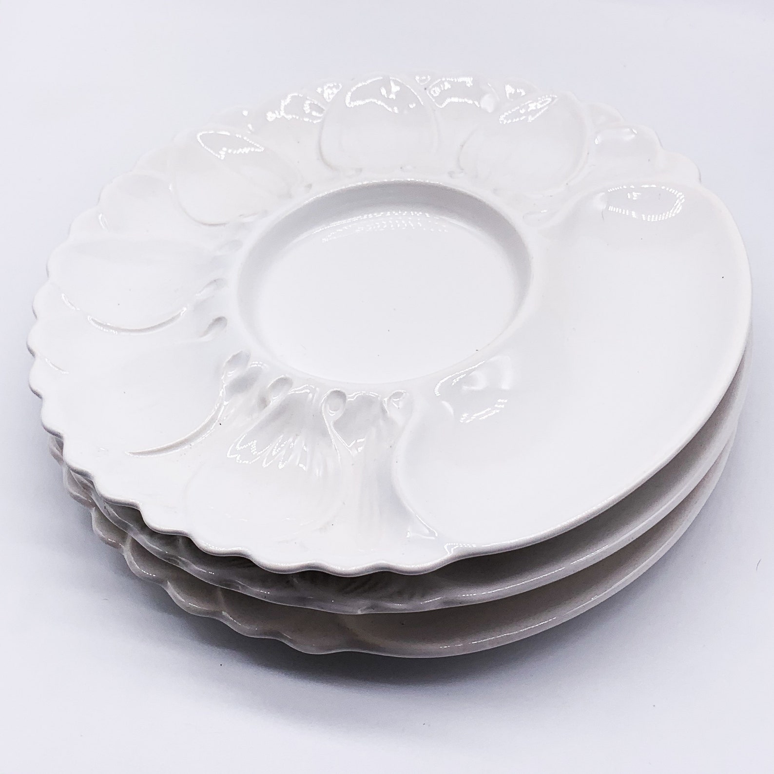 Set of 3 Large White Ceramic Plates by ICTC London Pottery Etsy