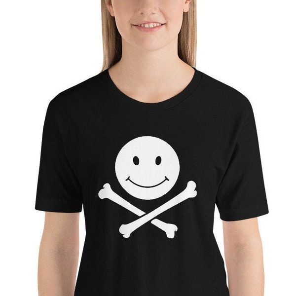 P-O-P SKULL N' SMILEY (Black, Personalized Unisex Premium T-Shirt - Bella + Canvas 3001)