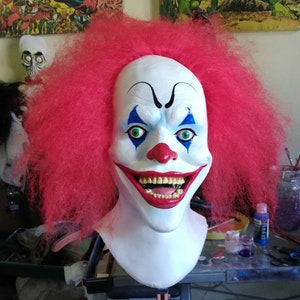 Evil Creepy Clown Horror Halloween Latex Mask Cosplay Costume Prop Bust Adult Full Head