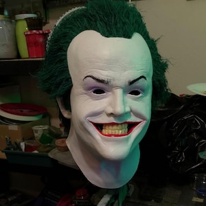 Joker Jack Nicholson Latexmask Film Memorabilia Halloween Cosplay Rekvisita Helt Vuxenhuvud bild 1