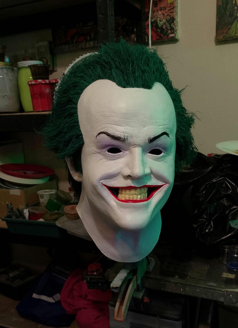 Joker Jack Nicholson Latexmask Film Memorabilia Halloween Cosplay Rekvisita Helt Vuxenhuvud bild 1