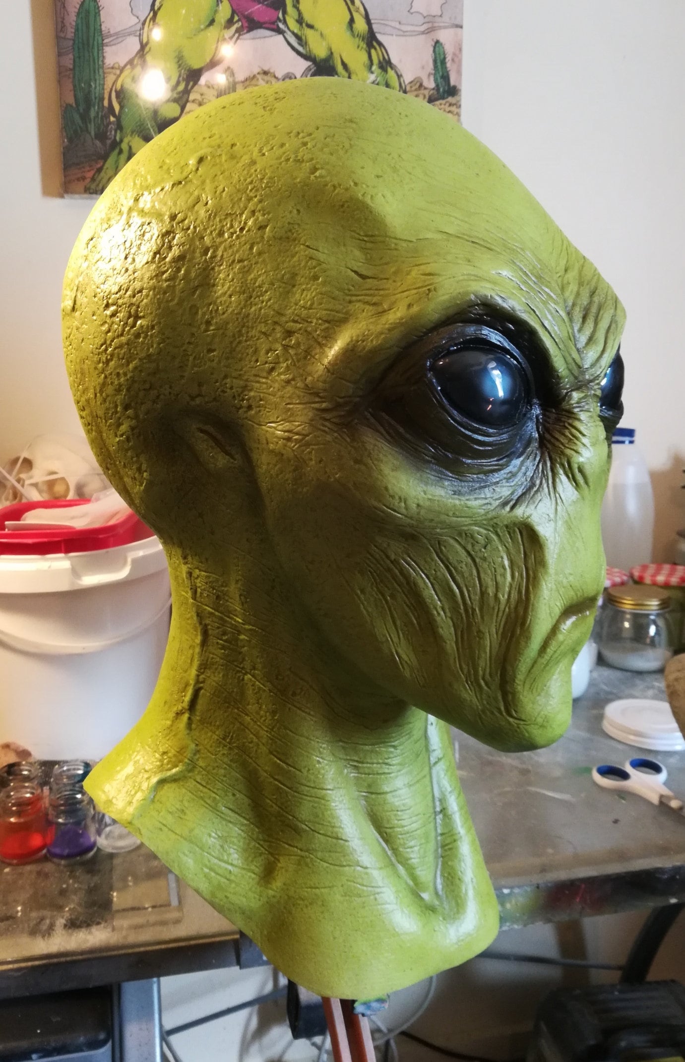 Máscara Alien De Halloween – Látex Realista De Cabeza Completa – Verde Y Aterradora – Adultos Y Adolescentes