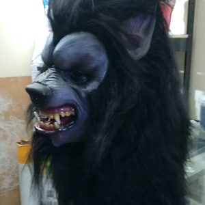 Scary Black Werewolf Latex Mask  Halloween Horror Cosplay Costume Prop Adult full head