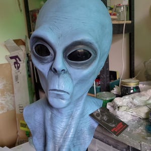 Alien Extraterrestrial Blue Latex Mask Halloween Cosplay Costume Prop ...