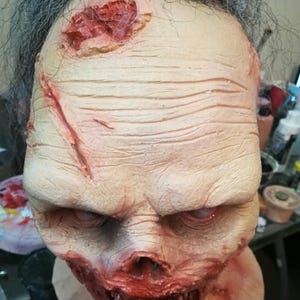 Handmade Realistic Zombie Latex Mask, Gory Rotten Flesh Halloween Prop image 5